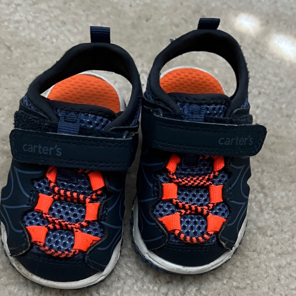 Carter's Toddler size 4 Navy and Orange Kids Sandals